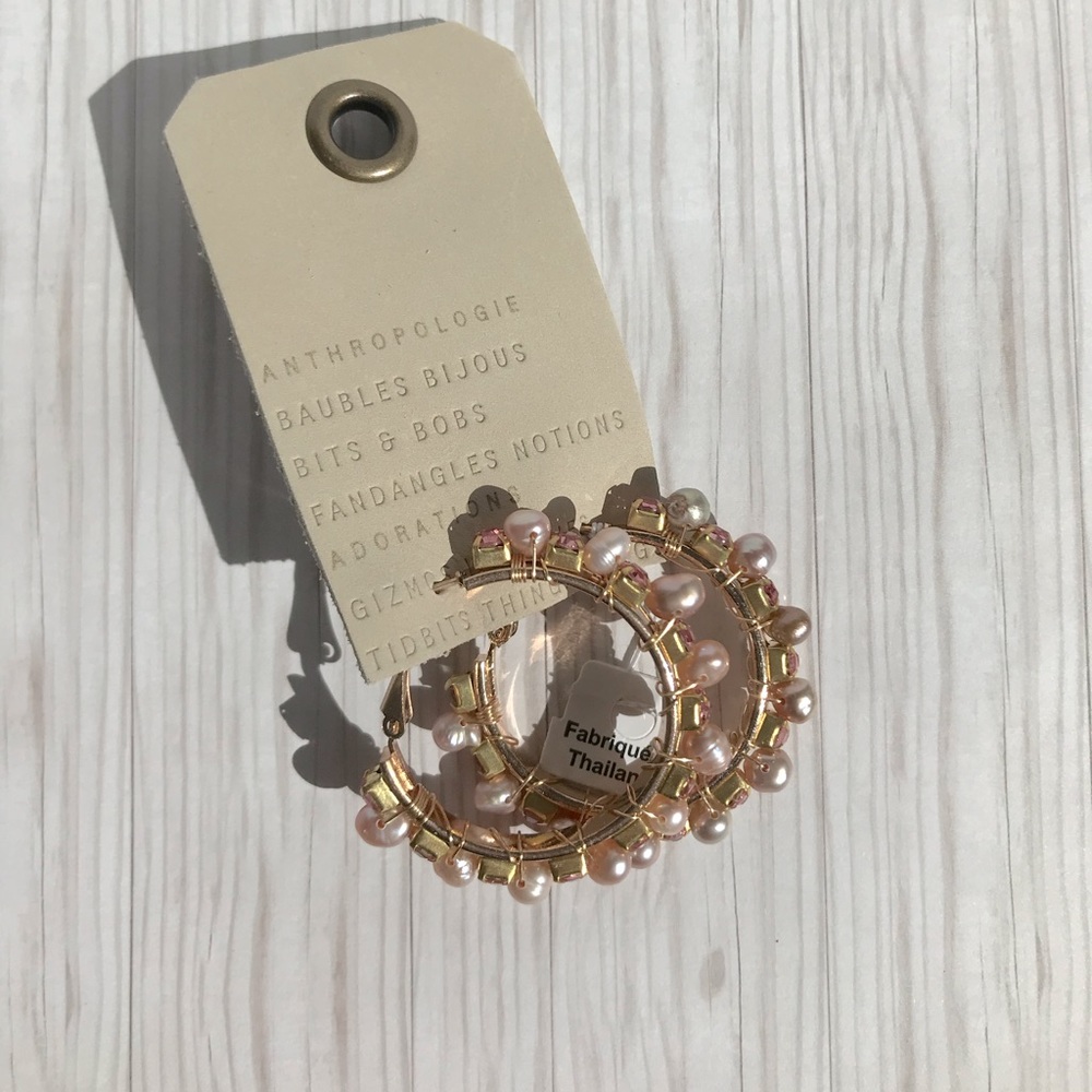 Anthropologie Margot Embellished Hoop Earrings